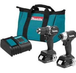 lot 69786 image: Makita 18V LXT Sub-Compact Lithium-lon Brushless Cordless 2-piece Combo Kit (Driver-DrillImpact Driver) 1.5Ah