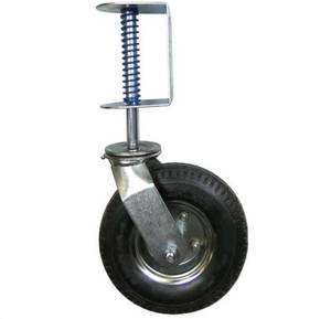 lot 69799 image: Shepherd 8 in. Black Rubber and Steel Pneumatic Swivel Gate Caster with Spring-Loaded Bracket and 200 Ibs. Load Rating
