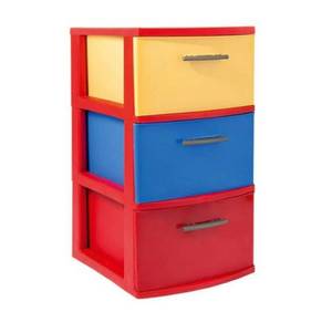 lot 69803 image: MQ 3-Drawer 23.9 in. H x 15 in. x 13 in. W Resin Storage Cabinet in Bright Multicolor