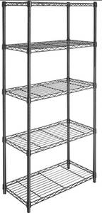 lot 73418 image: Amazon Basics 5-Shelf Shelving Storage Unit on 4 Wheel Casters, Black (30L x 14W x 64.75H)
