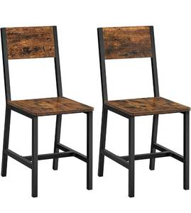 lot 73421 image: VASAGLE Dining Chair Set of 2, Industrial Accent Chairs, Steel Frame, for Dining Room, Living Room, Kitchen, Rustic Brown and Black ULDC092B01V1