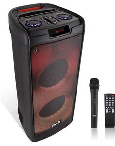 lot 73426 image: Portable Bluetooth PA Speaker System - 500W Rechargeable Indoor Outdoor Stereo w Dual 8Woofer & Tweeter, Audio Recording