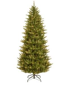 lot 73433 image: 7.5 ft. Natural Fraser Slim Artificial Christmas Tree with Clear Lights