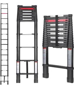 lot 73436 image: Telescoping Ladder 15.5FT, Gimify Extension Telescopic Ladder Aluminum Alloy Collapsible Telescope Lightweight Steps with Project Tray Folding Compact Portable for Roofing Business, RV Outdoor Work, 330 lbs Capacity
