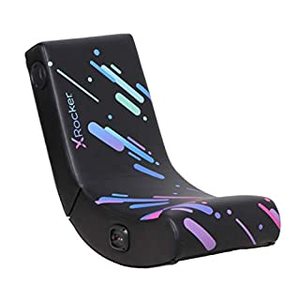 lot 73449 image: X Rocker Galaxy 2.0 BT Printed PU Floor Rocker Gaming Chair, 33.46 x 16.14 x 25.59, Black (B0899BXLXD)