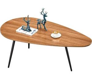 lot 73464 image: SAYGOER Small Coffee Table Modern Coffee Table Rustic Farmhouse Coffee Table Oval Mid Century Coffee Table Retro Accent Center Table for Living Room Easy Assembly, Walnut Oak