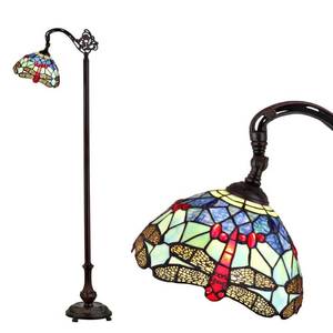 lot 73465 image: Dragonfly Tiffany-Style 60 Arched LED Floor Lamp Bronze