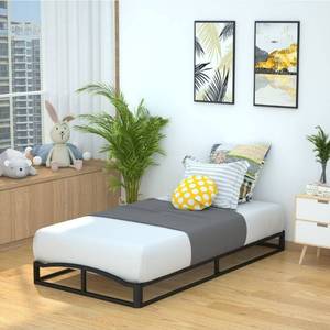lot 73469 image: Amazon Basics Metal Platform Bed Frame with Wood Slat Support, 6 Inches High, Twin, Black