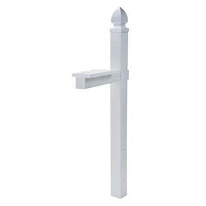 lot 73471 image: Gibraltar Mailboxes Side Mount White Plastic Mailbox Post