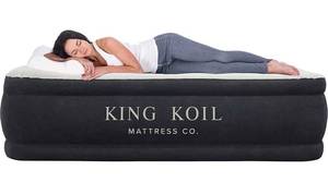 lot 69822 image: King Koil Luxury Queen Air Mattress with Built-in Pump for Home, Camping & Guests - Queen Size Inflatable Airbed Luxury Double High Adjustable Blow Up Mattress, Durable Portable Waterproof