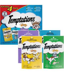 lot 69828 image: Temptations Cat Classic and MixUps Variety Packs, Case of 4 Boxes