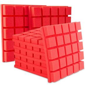 lot 69834 image: NeatoTek 12 Pack Set 2 X 12 X 12 Acoustic Foam Panels, Sound Proof Foam Panels, Sound Proof Padding, Studio Foam, Soundproof Foam, Sound Foam, Sound Panels, 25 Block Square Red Color