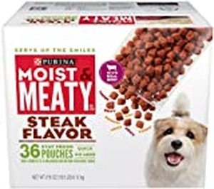 lot 200011 image: Purina Moist & Meaty Wet Dog Food Steak Flavor 36 Ct. Pouch