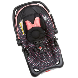 lot 9257 image: Disney Baby Light n Comfy 22 Luxe Infant Car Seat, Minnie Confetti Retail $100
