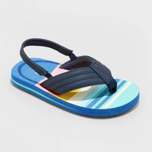lot 55983 image: Toddler Shawn Slip-On Flip Flop Sandals - Cat & Jack Navy Multi L, Blue Multi