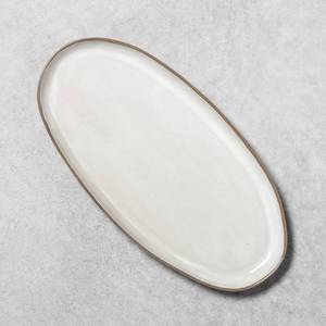 lot 56002 image: Reactive Glaze Stoneware Medium Oval Serve Tray Gray - Hearth & Hand with Magnolia