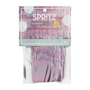 lot 56023 image: Holographic 3 Tier Fringe Backdrop Pink - Spritz