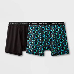 lot 56032 image: Pair of Thieves Mens Super Soft Boxer Briefs 2pk - GreenBlack M