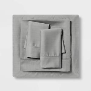 lot 56056 image: Queen 500 Thread Count Tri-Ease Printed Pattern Sheet Set Gray Herringbone - Threshold