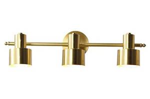 lot 24038 image: Bathroom Vanity Light Fixtures Brushed Brass Metal Shade 3 Lights Modern Wall Bar Sconce Over Mirror (Exclude Bulb)