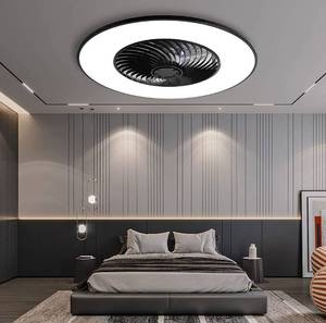 lot 24044 image: YANASO Ceiling Fan with Light Modern Bladeless Ceiling Fan with Remote Control Smart LED Dimmable Lighting Indoor Low Profile Ceiling Fan Flush Mount
