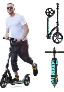 lot 24046 image: WAYPLUS Kick Scooter for Ages 6,Kid, Teens & Adults. Max Load 240 LBS. Foldable, Lightweight, 8IN Big Wheels for Kids, Teen and Adults, 4 Adjustable Levels. Bearing ABEC9