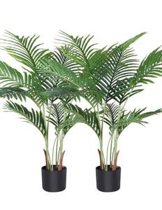 lot 24060 image: Fopamtri Artificial Areca Palm Plant 3.6 Feet Fake Palm Tree with 10 Trunks Faux Tree for Indoor Outdoor Modern Decor Feaux Dypsis Lutescens Plants in Pot for Home Perfect Housewarming Gift, 2 Pack