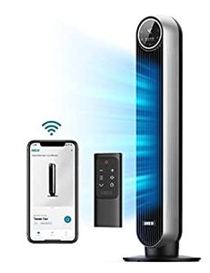 lot 24065 image: Dreo Nomad One S Alexa Fan, Quiet Tower Fan with Remote, 90° Oscillating Fan with Voice Control, 4 Modes, 4 Speeds, 8H Timer, Standing Cooling Fans for Bedroom Office, Silver, 36inch (DR-HTF007S) (B09Q8WBYZ4)