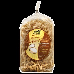 lot 24067 image: Al Dente Carba-Nada Egg Fettuccine, 10-Ounce Bags (Pack of 6) (B000FZRYPO)
