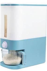 lot 24068 image: Rubtlamp 20 Lbs Gray Rice Dispenser, Rice Container with Lid, Rice Storage Container with Measuring Cup, Food Dispenser Rice Container, Storage Container for Cereal, Household Rice Bucket
