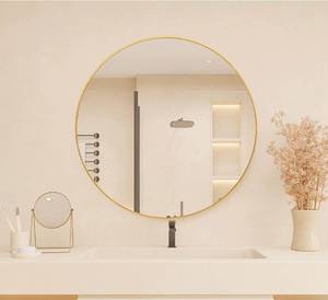 lot 24078 image: ZOMZOMY Round Mirror, Wall Mounted Circle Mirror for Daily Use and Home Decor, Brushed Metal Frame Large Mirror for Bathroom,Living Room,Bedroom,Entryway (Gold, 20)