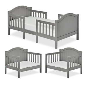 lot 24086 image: Dream On Me Portland 3 in 1 convertible Toddler Bed Steel Grey