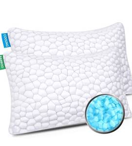lot 24094 image: Cooling Bed Pillows for Sleeping 2 Pack Shredded Memory Foam Pillows Adjustable Cool BAMBOO Pillow for Side Back Stomach Sleepers - Luxury Gel Pillows Queen Size Set of 2 with Washable Removable Cover