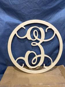 lot 24111 image: UNFINISHEDWOODCO Single Letter Circle Monogram-E, 19-Inch, Unfinished