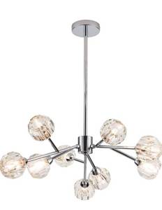 lot 24128 image: Modern Sputnik Crystal Chandelier Bedroom, 9 Lights Branch Molecules Pendant Light Ceiling Chandelier Lighting with G9 LED Bulbs (Chrome)