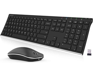 lot 24135 image: Arteck 2.4G Wireless Keyboard and Mouse Combo Stainless Steel Ultra Slim Full Size Keyboard Keyboard and Ergonomic Mice for Computer Desktop PC Laptop and Windows 11108 Build in Rechargeable Battery