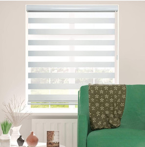 lot 24143 image: ShadesU Window Blind Dual Layer Zebra Roller Light Filtering Sheer Shades Window Treatments Privacy Light Control for Day and Night (Maxium Height 72inch) (White Color) (Width 52inch)