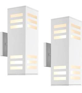 lot 24145 image: Outdoor Wall Lights, Harriet Aluminum Modern Outdoor Wall Sconce Waterproof Rustproof, Up and Down Lighting Exterior Sconces Square Shape Porch Lantern, Matte White Finish
