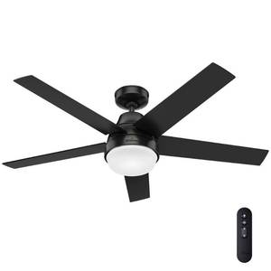 lot 24156 image: Hunter 51314 Aerodyne 52-In. Smart Ceiling Fan with LED Lights (Matte Black)