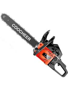 lot 24176 image: COOCHEER 62cc Gas Powered Chainsaw, Full Crank 2 Cycle Gas Powered Chainsaw with 20-Inch Bar  Automatic Oiler  Tool Kit (Black & Red)