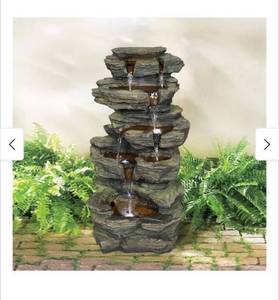 lot 24182 image: 5 Tier Outdoor Waterfall Fountain with Lights, 24-inch