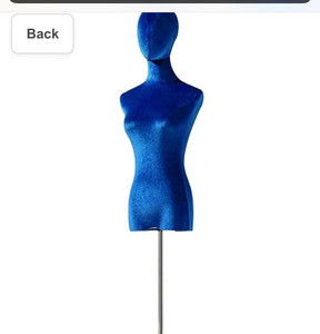 lot 24186 image: YAWEDA Royal Blue Female Dress Form Mannequin Torso Body Velvet Half-Length Model Adjustable Height Metal Gold Silver Square Base for Clothing Dress Jewelry Display (Color  Silver, Size  SSmall)