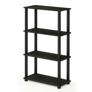 lot 110024 image: Furinno 18028EX-BK Turn-S-Tube 4-Tier Multipurpose Shelf Display Rack with Square Tube - Espresso & Black