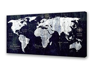 lot 110054 image: Baisuwallart A62950 Retro Abstract Map Canvas Wall Art 1 Panel Black and White Painting Home Office Decor Picture Prints for Kitchen Living Room Bedroom Stretched and Framed Ready to Hang Artwork