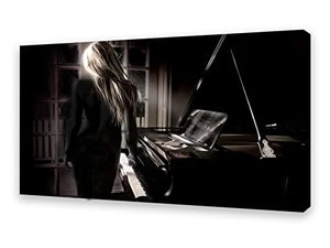 lot 110058 image: Baisuwallart A63050 Wall Art Decor Canvas Print Picture Abstract Sexy Woman next to Piano 1 Panel Black and White Art Painting for Kitchen Office Home Wall Decor Stretched and Framed Ready to Hang