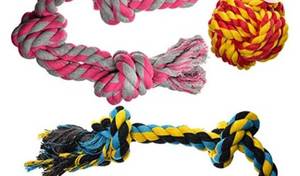 lot 110064 image: Dog Toys for Aggressive Chewers - Large Dog Toys - 3 Nearly Indestructible Chewing Ropes - Durable Heavy Duty Dental Chew Toys for Big Dogs - Dog Rope Chew Toys - Tug of War Dog Toy - Tough Dog Toys