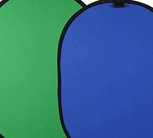 lot 110070 image: LTRINGYS Chromakey Green Screen Backdrop 5 x 6.5 ft 2 in 1 Collapsible Reversible Multi-Disc Pop Up Green Screen Chair Background Popup Blue with Bag for Studio Camera Photo & Outdoor Lighting