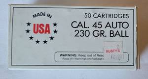 lot 1124 image: Olin Winchester 50 Cartridges CAL. 45 Auto 230 GR. Ball Ammo - Q4170