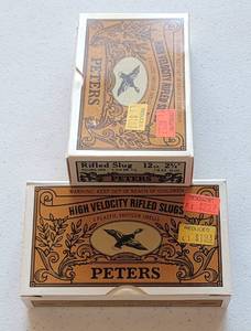 lot 1142 image: 2 Boxes 10 Rounds Peters 12 GA. High Velocity Rifled Slugs
