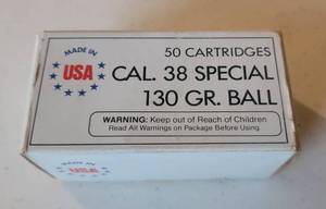 lot 1168 image: Olin .38 Special Ammo 130 GR. Ball - 50 Cartridges